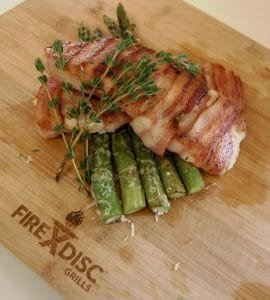 Bacon-wrapped Chicken with Fried Asparagus