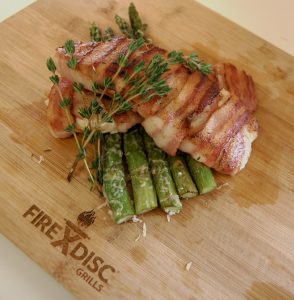 Bacon-wrapped Chicken with Fried Asparagus