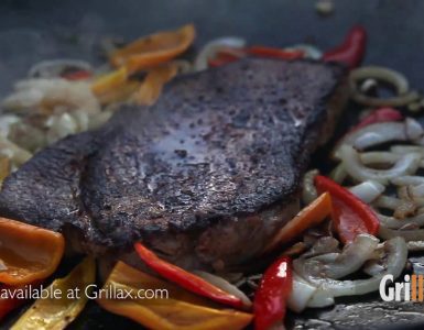 Blackened Steak with Peppers and Onions