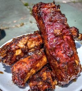 Fried Ribs: St. Louis ribs, smoked hot and fast, then deep fried. You may slap someone after eating these beauts!