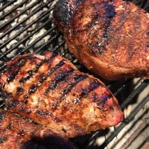 Pork loin chops with Redneck Shake's Mississippi Dry Rub.