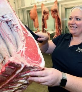 Stacy Zuelly, an assistant professor of animal sciences at Purdue University, runs a BBQ boot camp. She says people often overlook the importance of selecting and preparing the meat. (Purdue Agricultural Communication photo/Tom Campbell)
