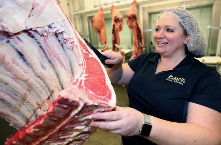 Stacy Zuelly, an assistant professor of animal sciences at Purdue University, runs a BBQ boot camp. She says people often overlook the importance of selecting and preparing the meat. (Purdue Agricultural Communication photo/Tom Campbell)