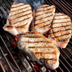 Sear your pork cutlets and move away from heat for about 20 minutes, or until an internal temperature of 145 degrees.