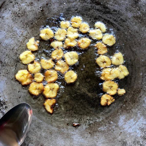 Sweet Plantains off the FireDisc Cookers shallow disc. Fried on a FireDisc Cooker with coconut oil at 350 degrees. Sweetened with sea salt, cinnamon and coconut sugar.