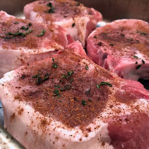 Seasoned Summer Chops with a simple rub before going on the grill.