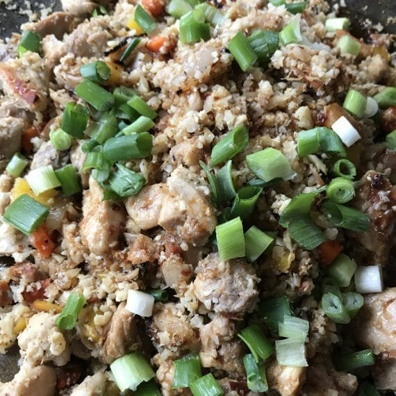 Whole30 Chicken Fried Rice in a FireDisc Shallow 24.