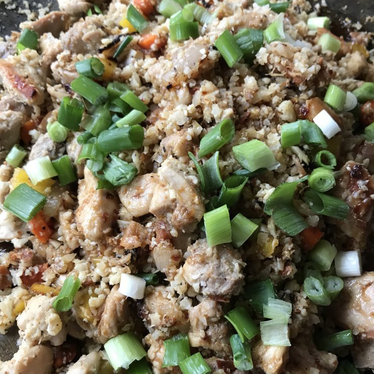 Whole30 Chicken Fried Rice in a FireDisc Shallow 24.