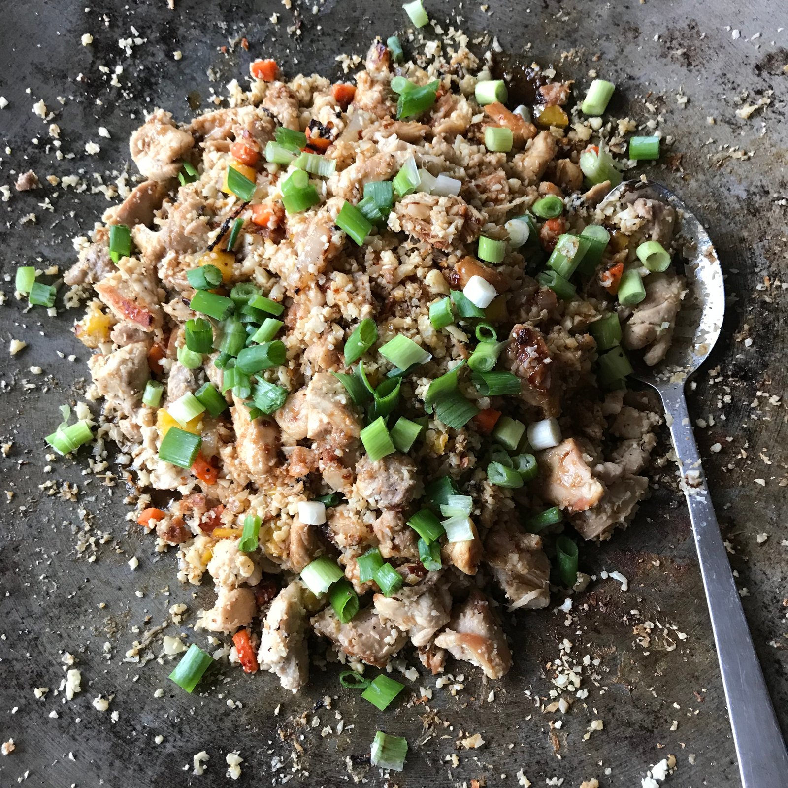 Whole30 Chicken Fried Rice in a FireDisc Shallow 24.