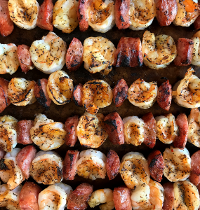 MoBay, or Mobile Bay, is known for the appetizer Conecuh Sausage and Gulf Shrimp Skewers.