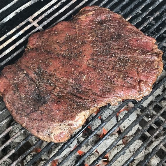 Gaston's Original Seasoning on flank steak.