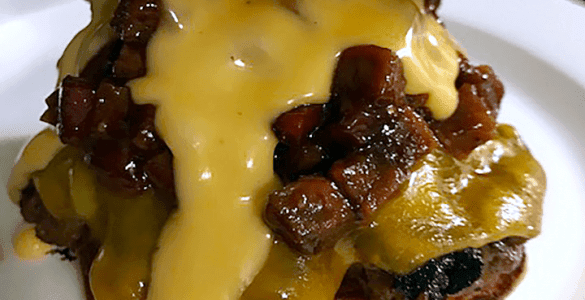 The SBQue Burger is a combination of all of my favorite things in one burger: BbQ, Bacon, Beer & Cheese.