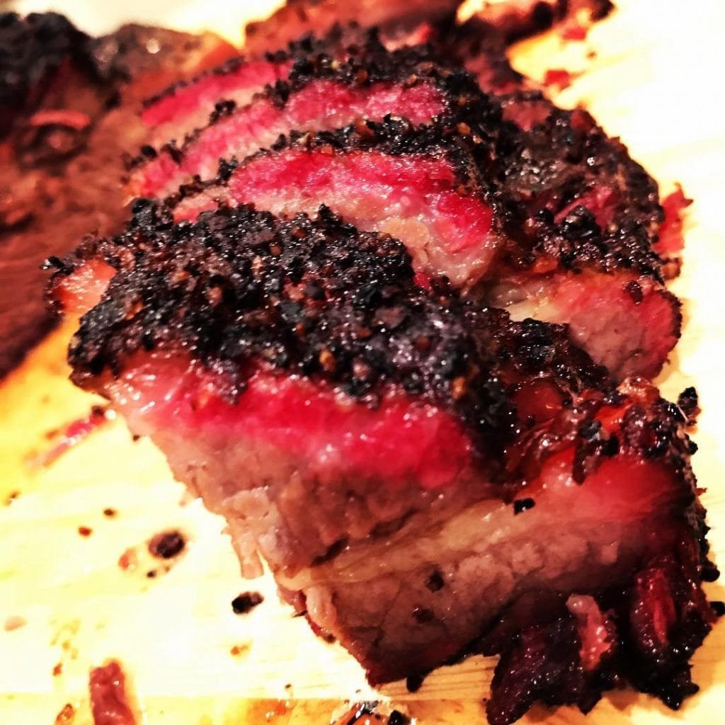 Texississippi Brisket with a visible smoke ring.