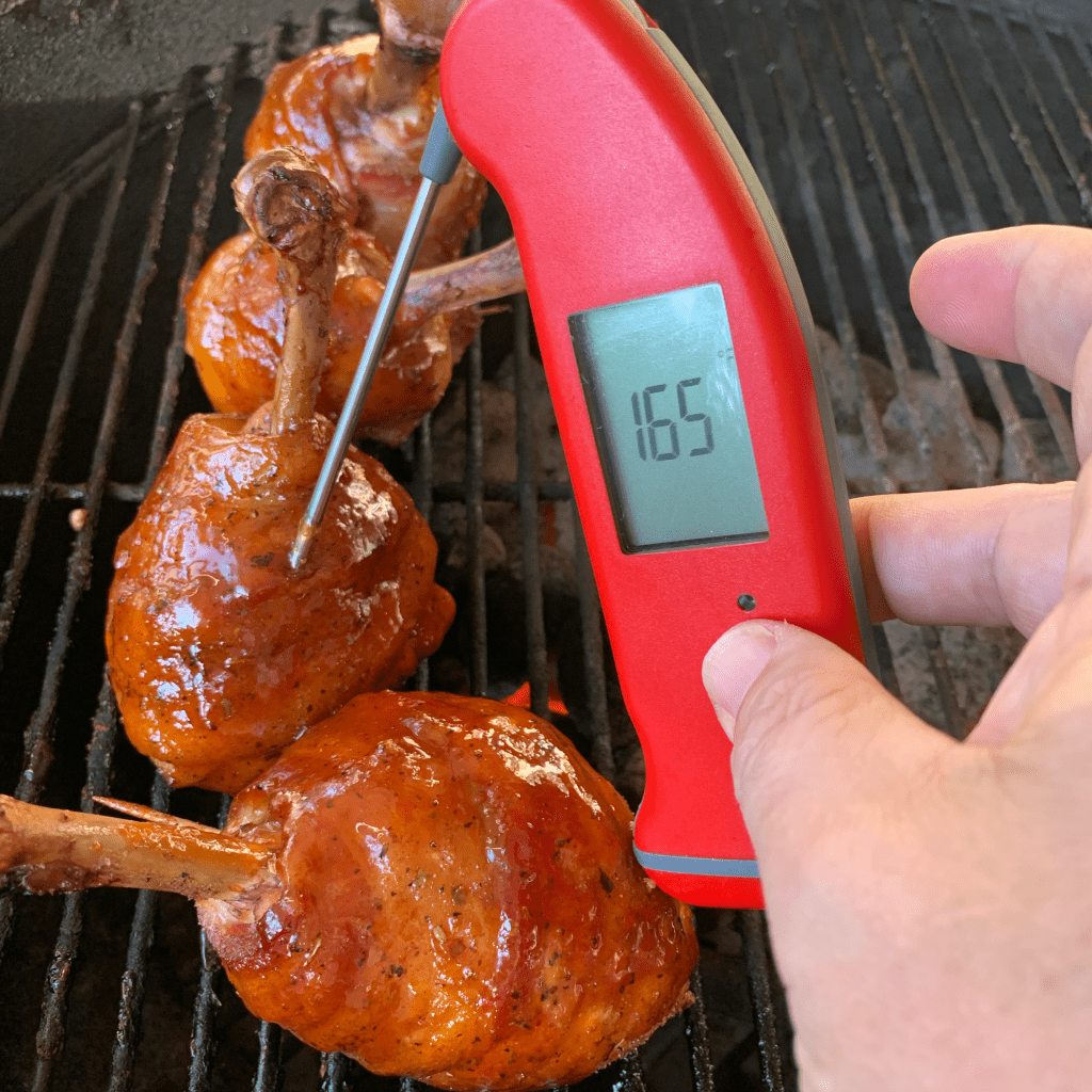 Grillax Lollipops need to reach internal temperature of 165 degreen Fahrenheit, easily checked with Thermoworks Thermapen.