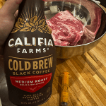 Use a large culinary injection syringe to inject 1 cup Califia Farms Cold brew coffee into pork shoulder. Penetrate at least 1.5 to 2 inches. Be sure to inject in all sides.