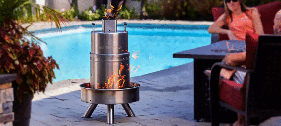 Smoker on pool patio