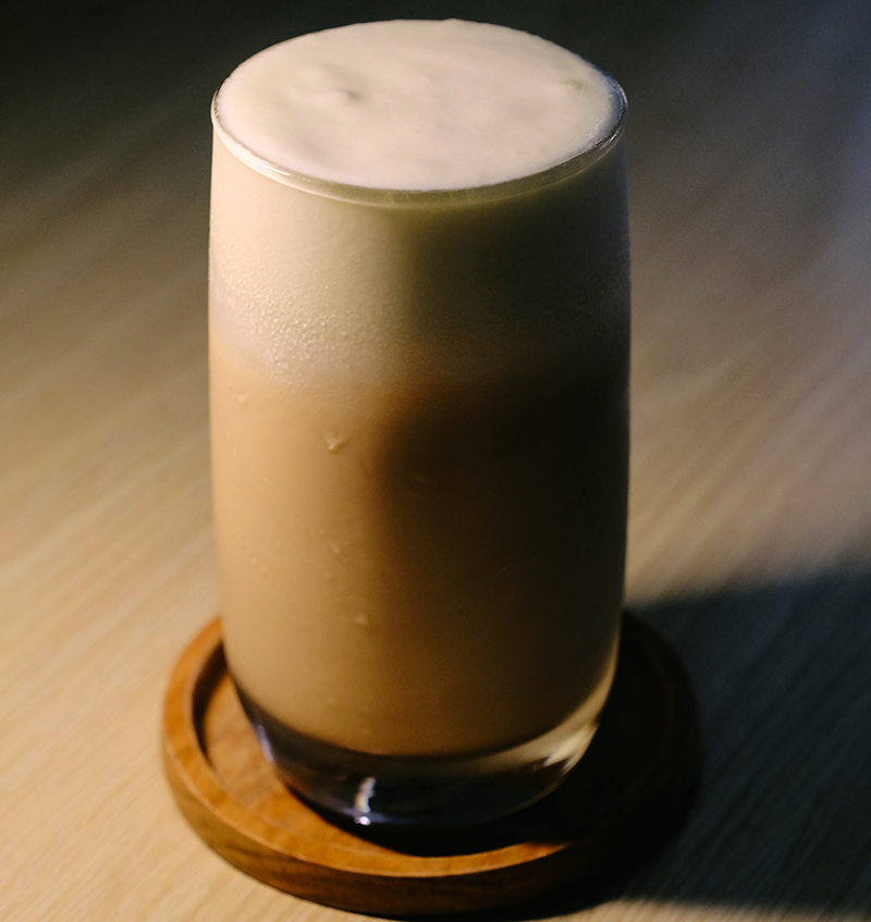 Guru New Year Smoothie made with banana, peanut butter and almond milk.