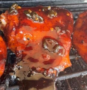 Firecracker Hot Honey Peach Chicken Thighs
