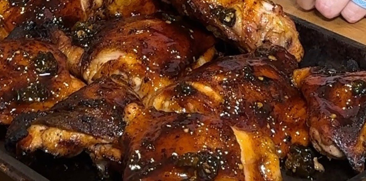 Firecracker Hot Honey Peach Chicken Thighs