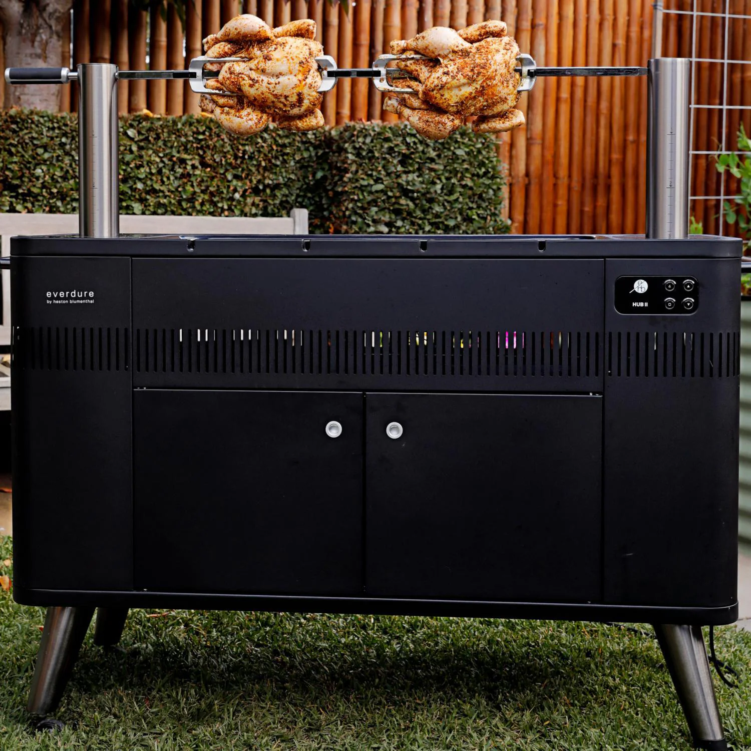 Everdure HUB II 54-Inch Charcoal Grill With Rotisserie & Electronic Ignition - HBCE3BUS